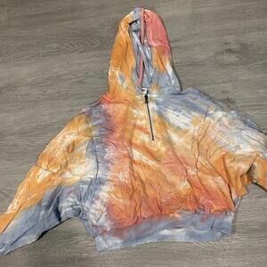 Victoria's Secret Pink Slouchy Sport Hoodie Half Zip Color Rainbow XS